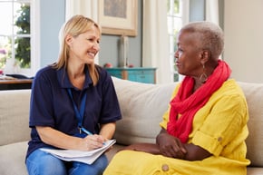 Female Support Worker Visits Senior Woman At Home